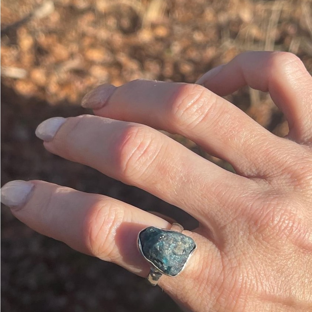 Bold Raw Statement Apatite Crystal Ring - image 4